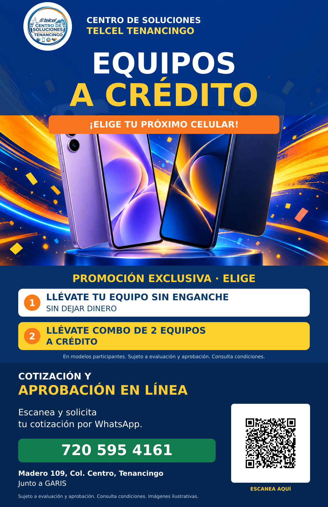 Equipos a crédito: cotización y aprobación en línea, WhatsApp 720 595 4161